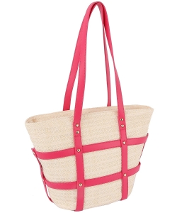 Straw Shopper Tote Bag LMD012-Z FUCHSIA